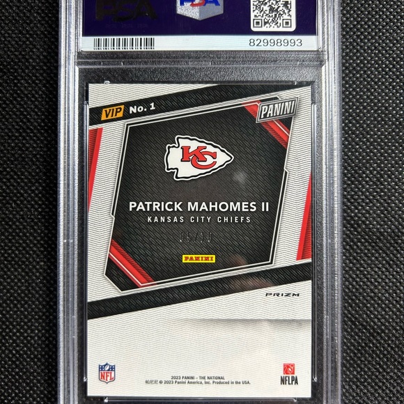 2023 Panini National VIP 1 Gold Prizm /10 SSP PATRICK MAHOMES II PSA 10 GEM MINT - Picture 2 of 3